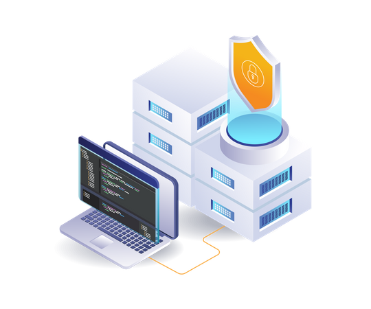 Server computer cloud programming language security  Illustration