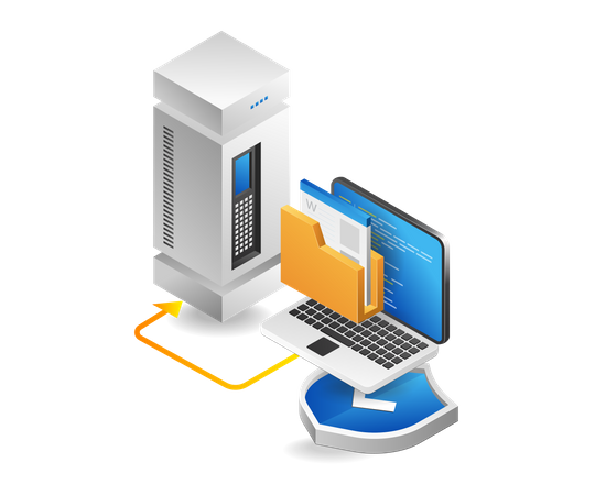 Server computer data security Illustration