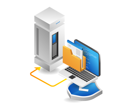 Server computer data security  Illustration