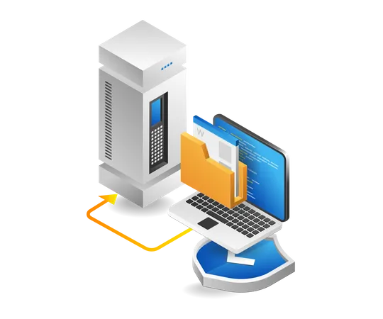 Server computer data security  Illustration