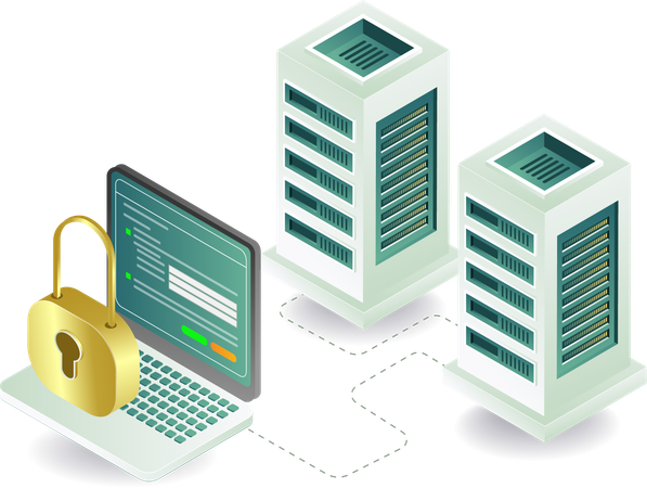 Server computer network security analyst performance  Illustration