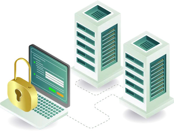 Server computer network security analyst performance  Illustration