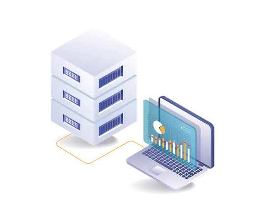 Server data analysis computer  Illustration