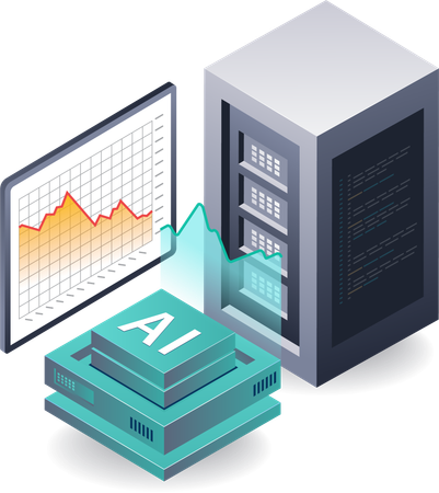 인공지능 기술을 위한 서버 데이터 분석  일러스트레이션
