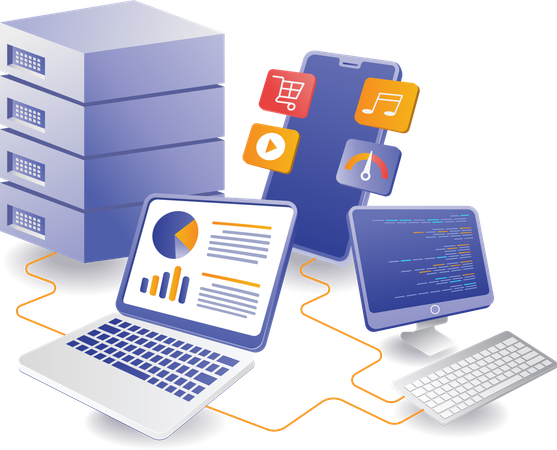 Server data analysis management testing  Illustration