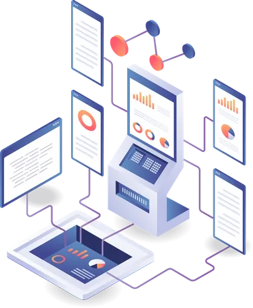 Server data analysis monitoring center  Illustration