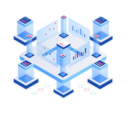 Server data analysis monitoring center  Illustration