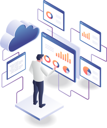 Server data analysis network system  Illustration