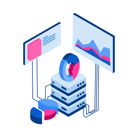 Server data analysis with pie chart  Illustration