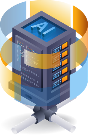 Server data artificial intelligence network  Illustration