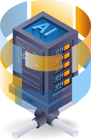 Server data artificial intelligence network  Illustration