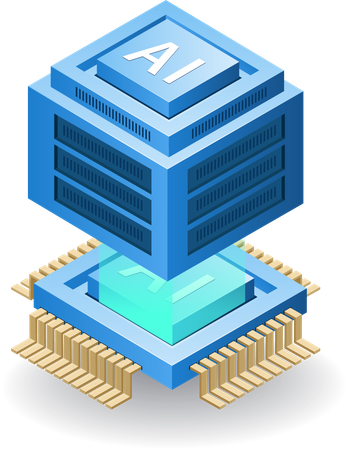 Server data management with artificial intelligence  Illustration