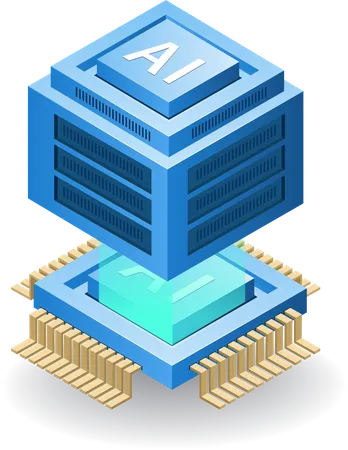 Server data management with artificial intelligence  Illustration