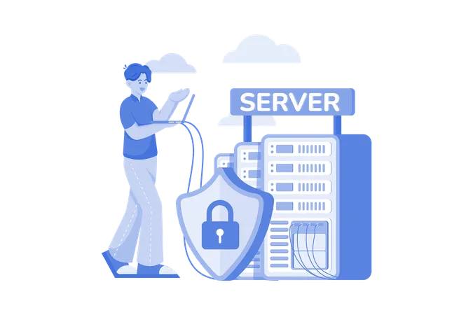 Server Data Security Illustration Concept On White Background Illustration