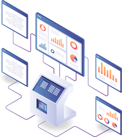 Server data security analysis monitor Illustration