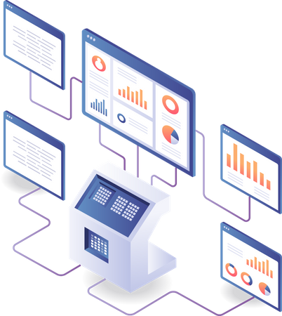 Server data security analysis monitor  Illustration