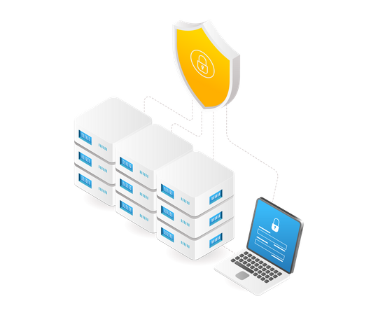Server data security computer network  Illustration