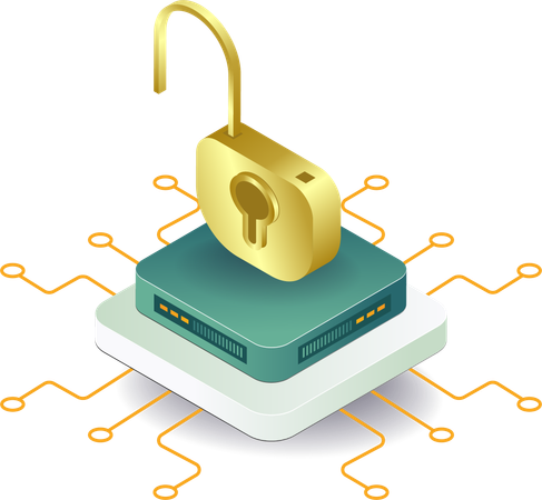 Server data security lock symbol  Illustration