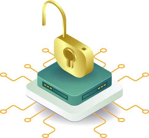 Server data security lock symbol  Illustration