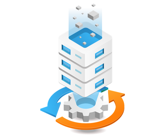 Server defragment process  Illustration