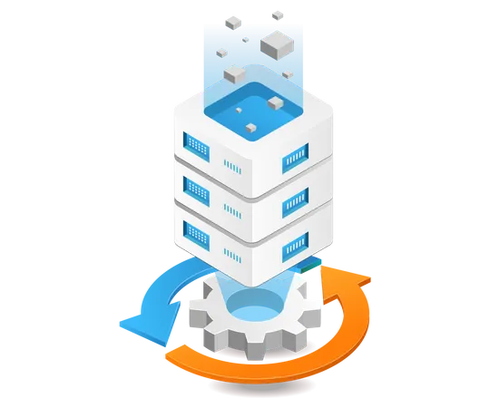 Server defragment process  Illustration