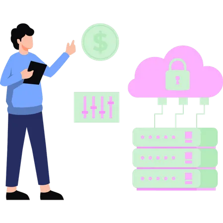 Server has cloud protection  Illustration