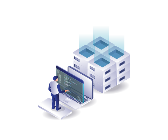 Server language analysis programmer hosting technology Illustration