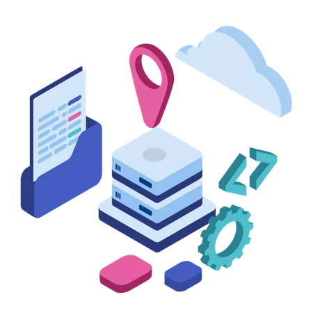 Server location with coding file  Illustration