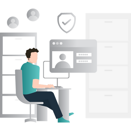 Server-Login durch Techniker  Illustration