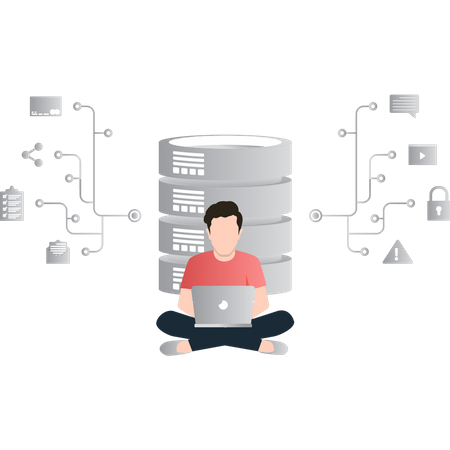 Server management by engineer  Illustration