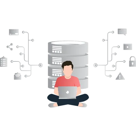 Server management by engineer  Illustration