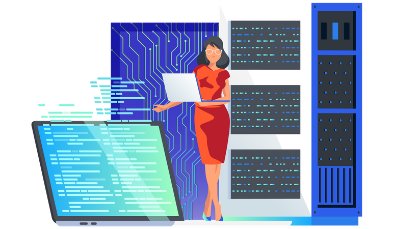 Server management by engineer  Illustration