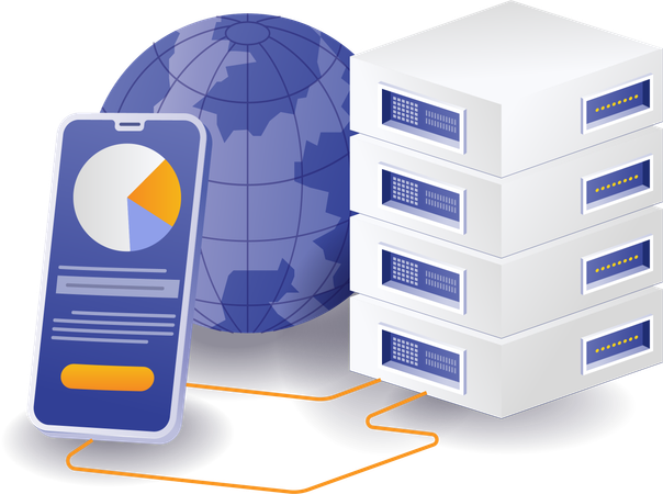 Server management through mobile  Illustration