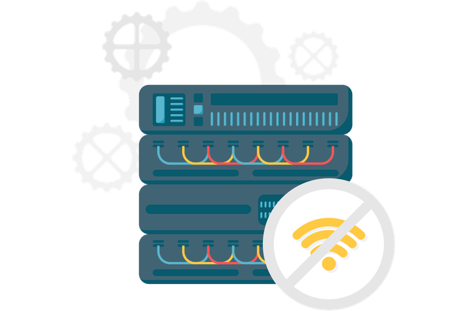 Server mit unterbrochenem Internetsignal  Illustration