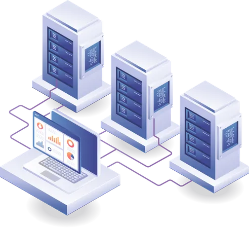 Server network analyst computer Illustration