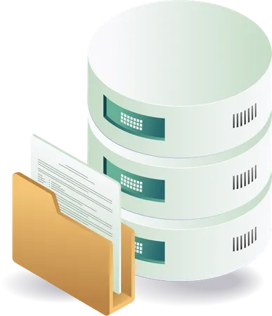 Server with file folder  Illustration