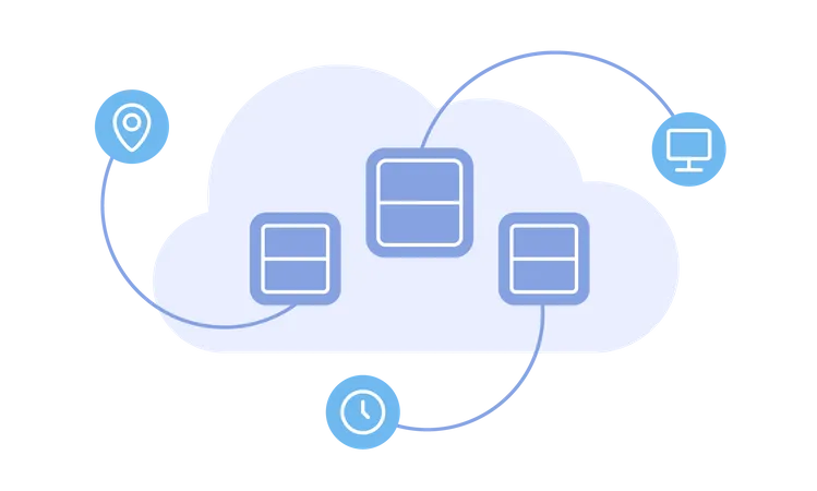 Servers and cloud  Illustration