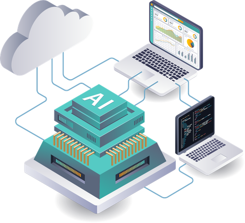 Serversystem Künstliche Intelligenz Analytik  Illustration