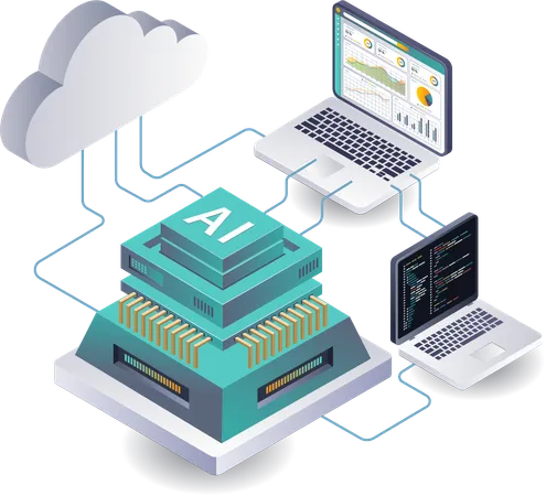 Serversystem Künstliche Intelligenz Analytik  Illustration