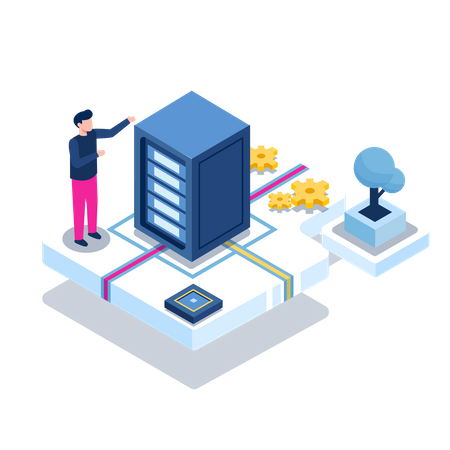 Serververwaltung durch Ingenieur  Illustration