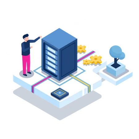 Serververwaltung durch Ingenieur  Illustration