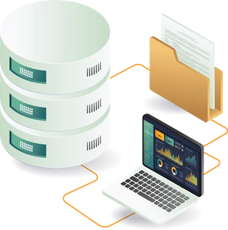 Serveur avec dossier et rapport d'activité  Illustration
