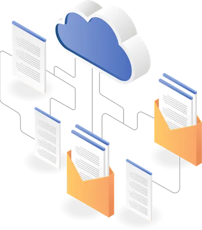 Réseau de données de messagerie de serveur cloud  Illustration