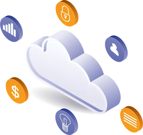 Gestion des données d'entreprise sur serveur cloud  Illustration