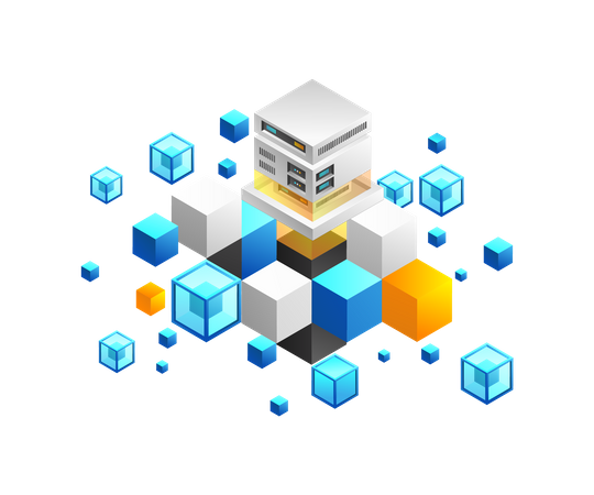 Blockchain de serveur de haute technologie  Illustration