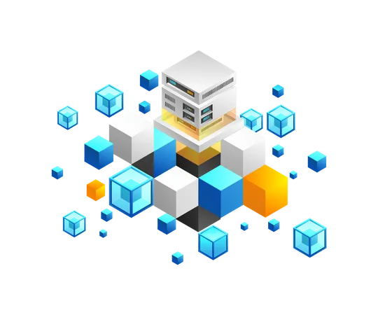 Blockchain de serveur de haute technologie  Illustration