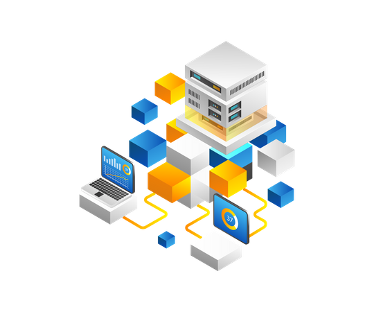 Blockchain de serveur de haute technologie  Illustration