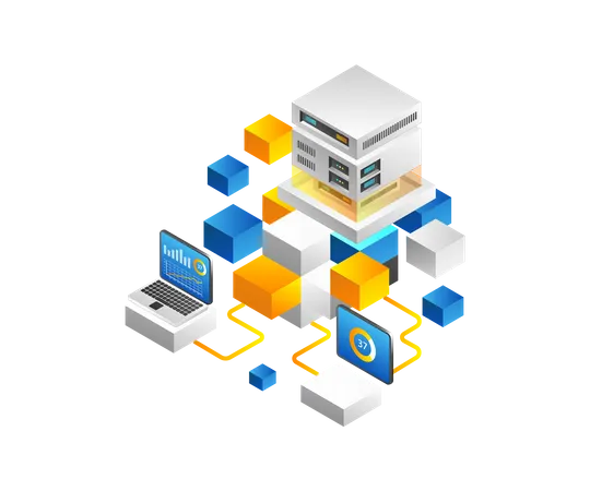 Blockchain de serveur de haute technologie  Illustration