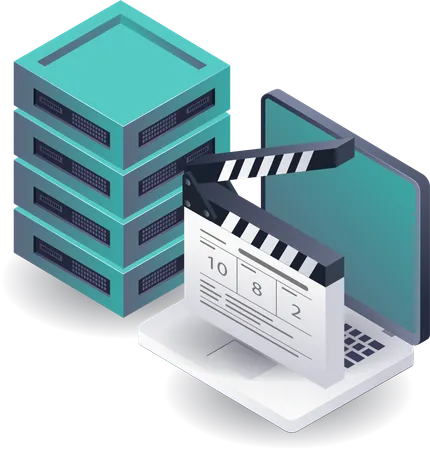 Serveur de stockage de contenu créatif pour la vidéo et le film  Illustration