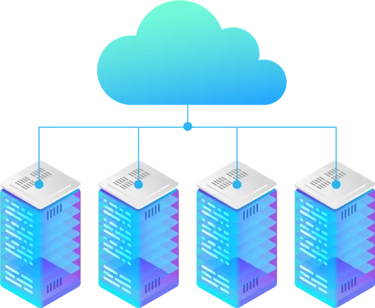 Serveurs d'hébergement de données connectés au Cloud  Illustration